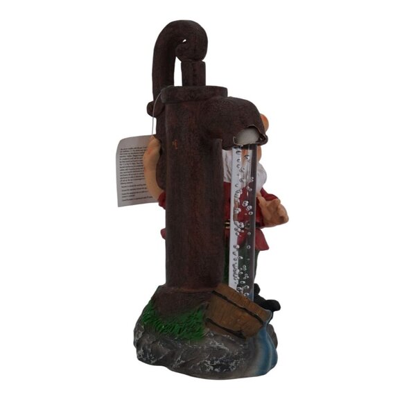Garden Gnome with Solar Light & LED Water Pump – 10" Resin Statue, Broken/Damage - Picture 3 of 8
